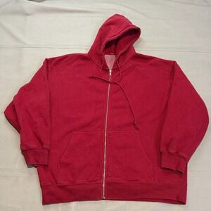 J GALT Brandy Melville Zip‎ Hoodie Sweatshirt Sweater Crimson OS Minimal-5012